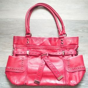 B.Makowsky riveted leather bag orange red purse